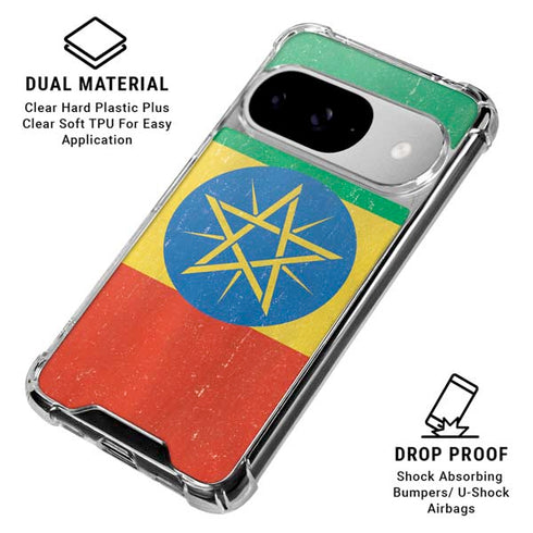 Ethiopia Flag Distressed Google Pixel 10 Clear Case